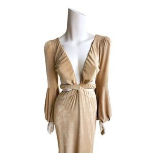 PATBO *RARE* Cutout Dress Gown Maxi Long Sleeves Gold size 8 M